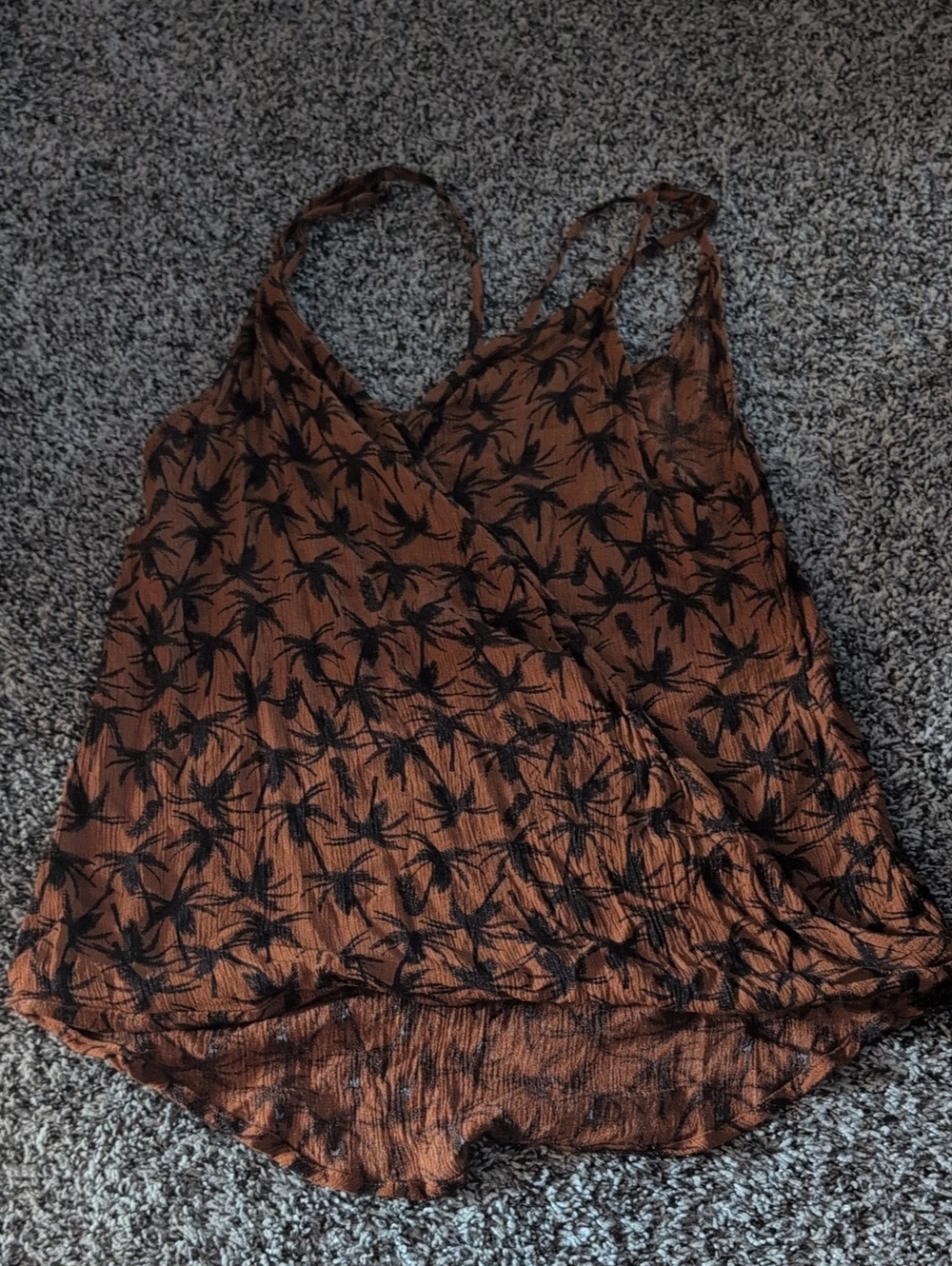 Mossimo Supply Co. Brown Cami with Black Palm Print